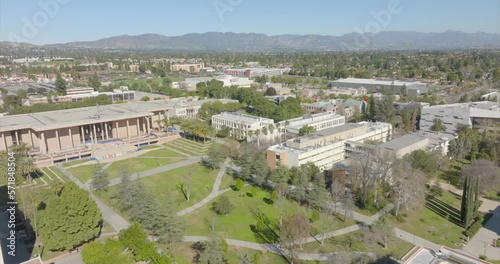 Aerial establishing shot of California State University of Northridge and the surrounding neighborhood photo