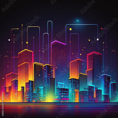 Application development concept of a smart city blanket by the Internet and cloud services that connects life, work, leisure and information technology. AI Generated.