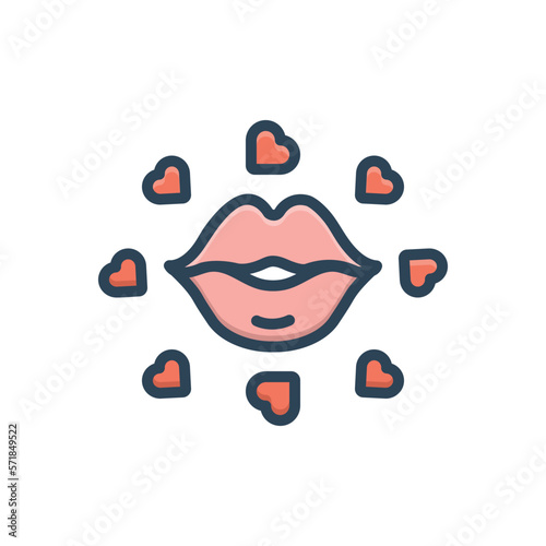 Color illustration icon for kissing