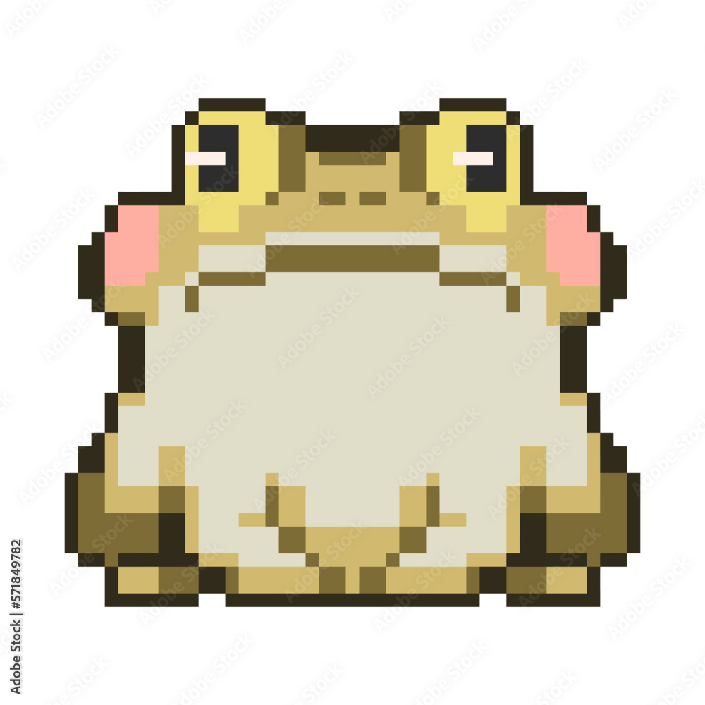 Vector withered green frog with teary eyes pixel art style suitable for sticker and decoration