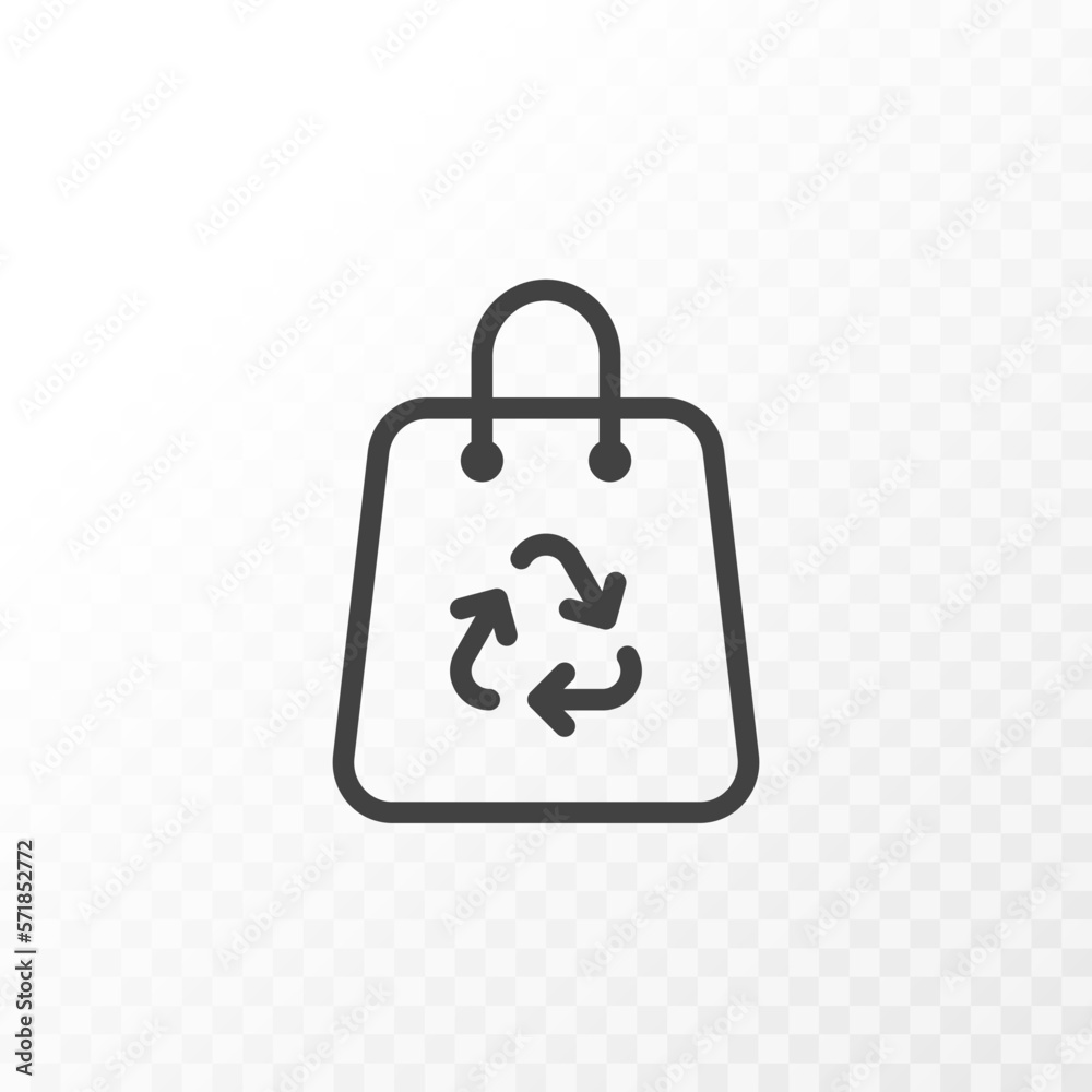 Outline style ui icons collection. Vector black linear illustration. Shopping bag with recycle symbol isolated on background. Design element for business, ecology, marketing. Outline style ui icons collection. Vector black linear illustration. Shopping bag with recycle symbol isolated on background. Design element for business, ecology, marketing.