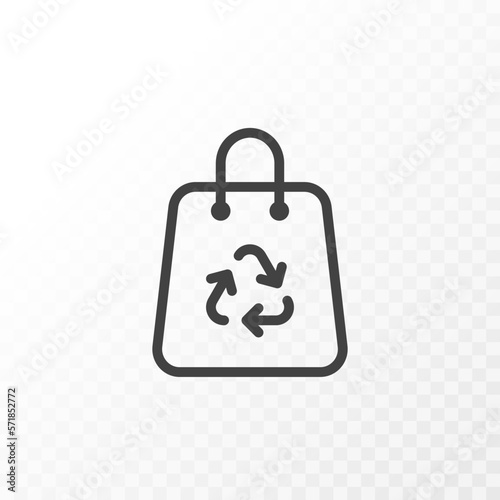 Outline style ui icons collection. Vector black linear illustration. Shopping bag with recycle symbol isolated on background. Design element for business, ecology, marketing.