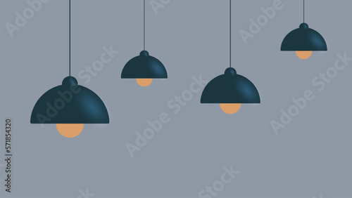 Four chandeliers in an empty room