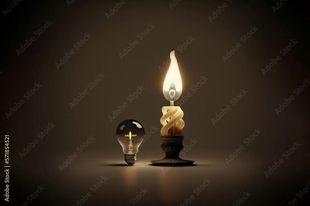 Burning candle. Energy crisis. Power outage. Missing electricity