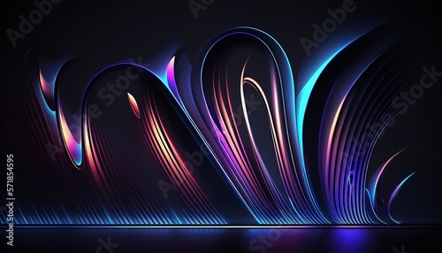 Abstract fluid iridescent holographic neon curved wave in motion. Background 3d render. Gradient design element for backgrounds, banners, wallpapers, posters and covers photo