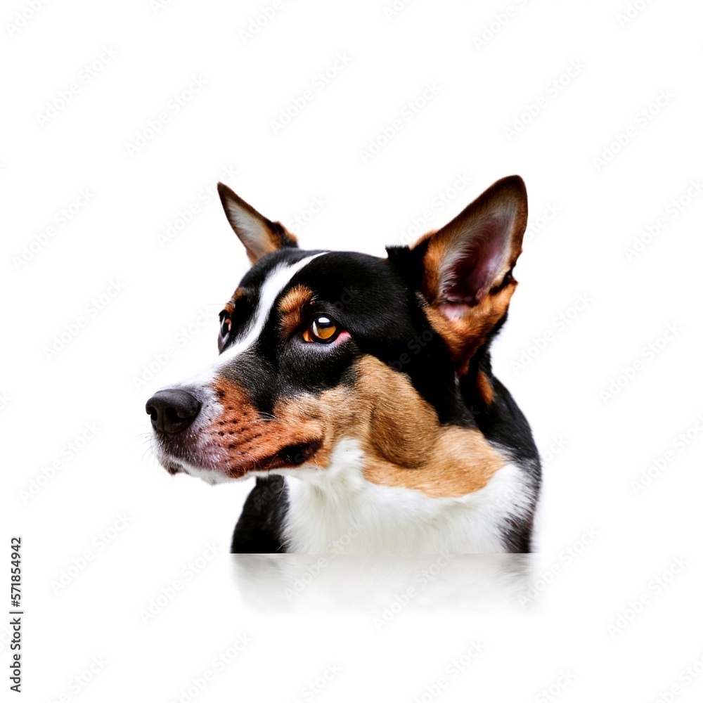 Brown and Black Dog with Cute Face on White Background Created with Generative AI and Other Techniques