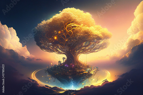 beautiful magic tree, the beginnings of life, a family tree, generative ai