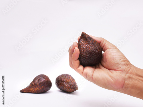 salak fruit or snake skin fruit (salacca zalacca) on white background