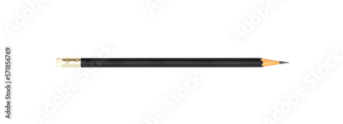 Black pencil isolated on white background. Close up.
