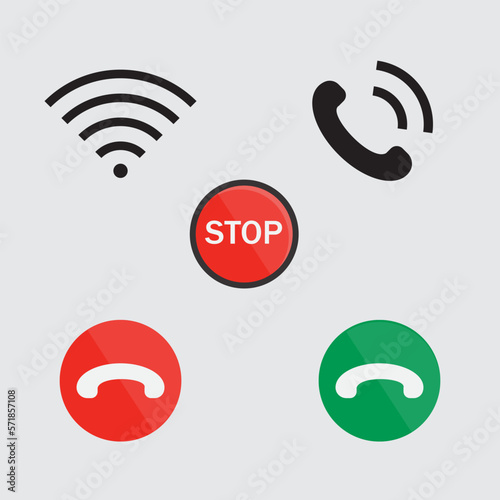 wi fi sign, phone icon , color icon, stop