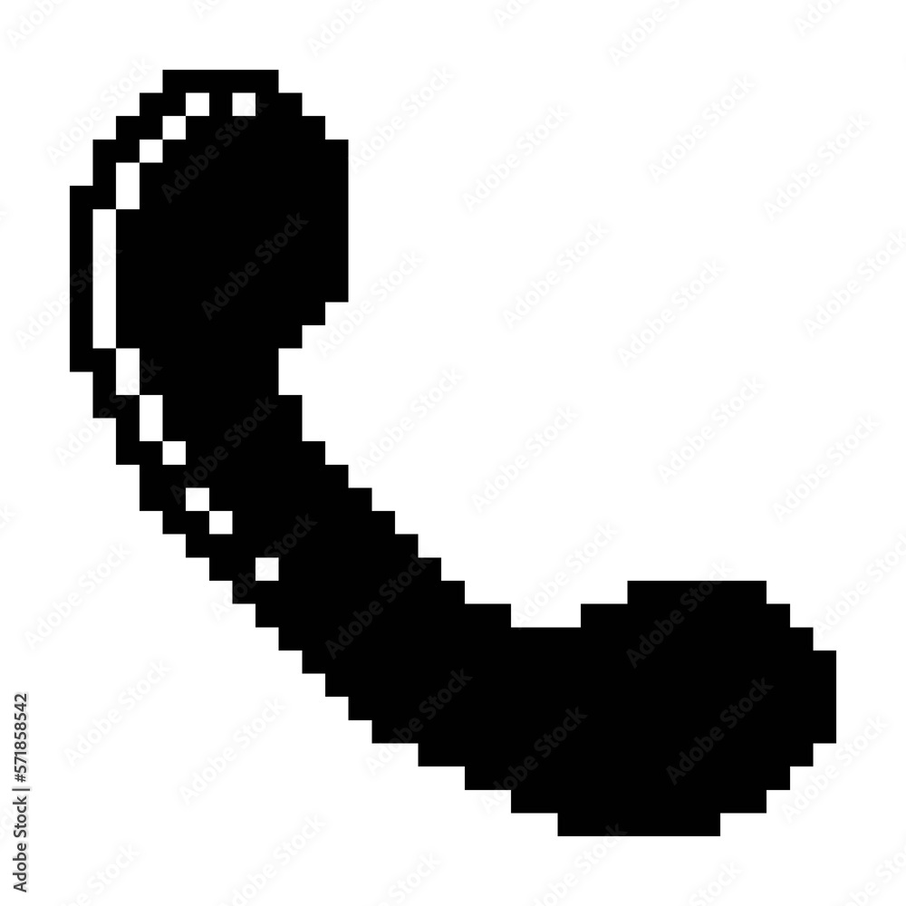 Telephone icon black-white vector pixel art icon