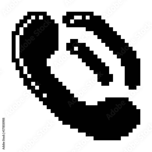 Outgoing call telephone icon black-white vector pixel art icon 