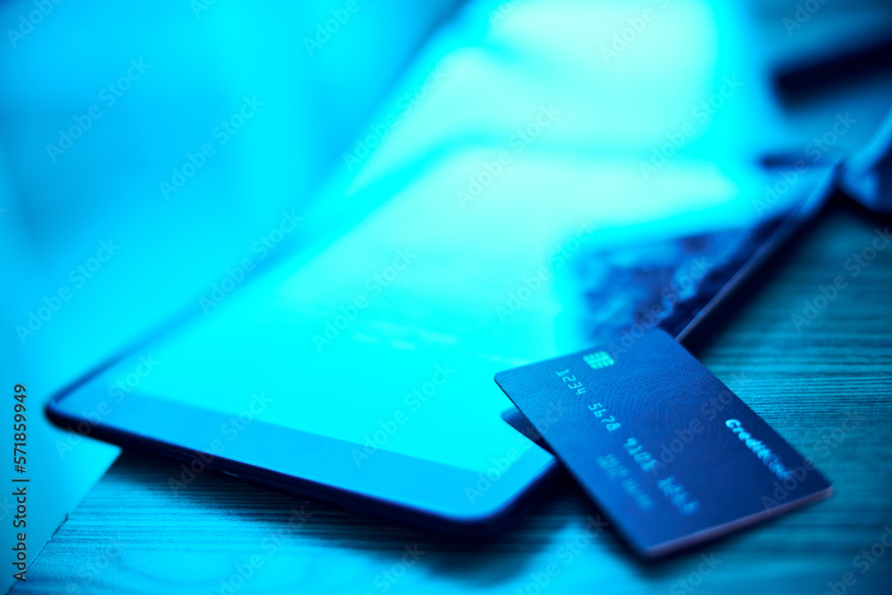 Tablet hacking, credit card fraud or financial theft via ransomware, fintech breach or software virus. Password phishing, neon cybersecurity or banking privacy risk from scam, malware or online crime Tablet hacking, credit card fraud or financial theft via ransomware, fintech breach or software virus. Password phishing, neon cybersecurity or banking privacy risk from scam, malware or online crime