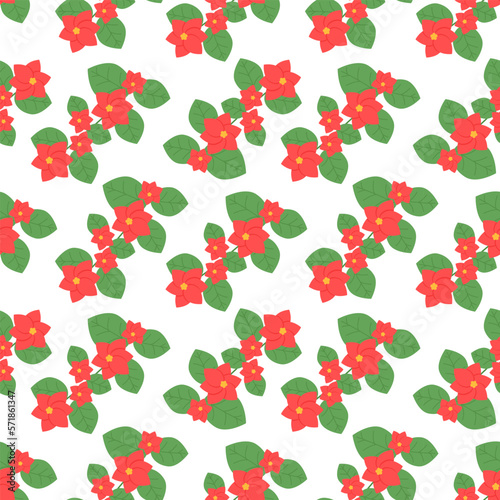 Fototapeta Naklejka Na Ścianę i Meble -  Twig with flowers. pattern with small flowers and leaves. Seamless pattern. Can be used for web page background fill, surface texture