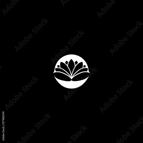 Lotus circle icon isolated on dark background