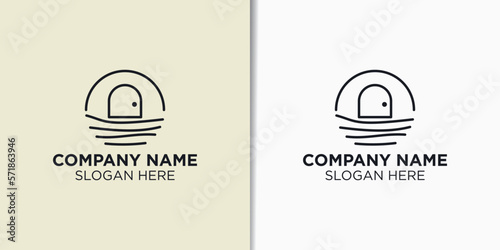 beach villas logo vector, travel logo inspiration