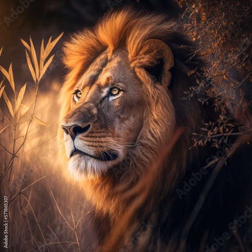 Close up Lion in Wild - Animal Nature Sun Natural Lighting 