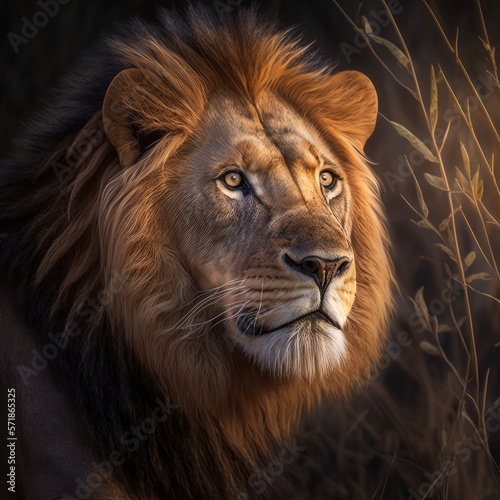 Close up Lion in Wild - Animal Nature Sun Natural Lighting 