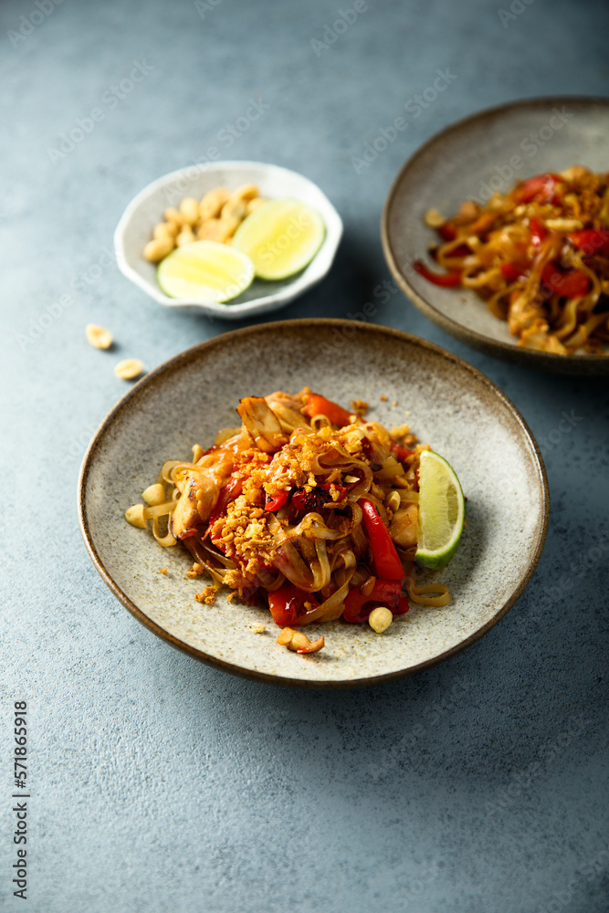 Traditional homemade pad thai noodles Traditional homemade pad thai noodles