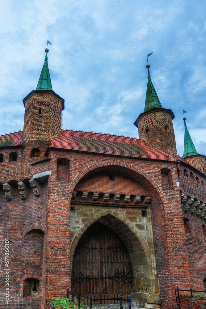 Krakow barbican - medieval fortifcation at city walls, Poland