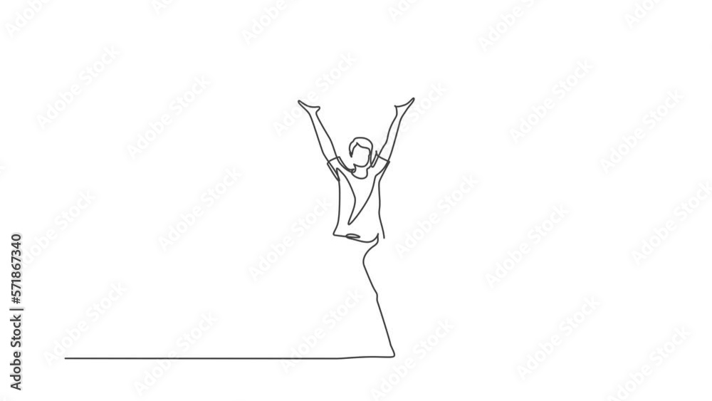Man holding hand gesture. Animated self drawing of continuous line draw ...