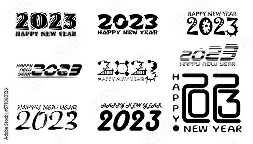 idea and concept think Creativity modern  2023 Happy New Year posters set. Design templates with  logo 2023 for celebration and season decoration. minimalistic trendy 
