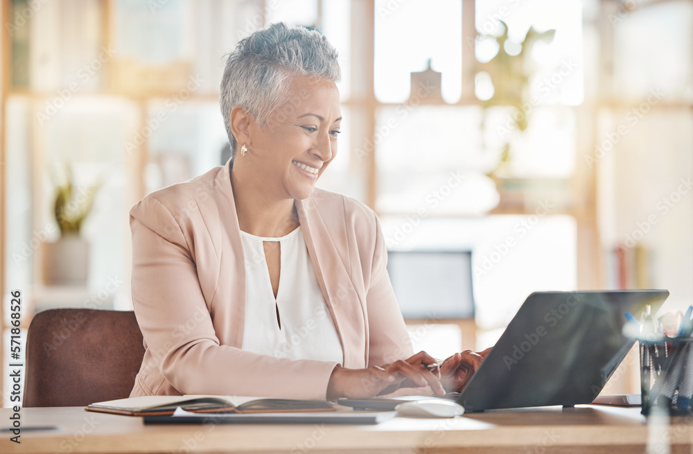 Happy, accountant or woman on laptop search for financial strategy, tax or audit review for company growth in office. Finance, zoom or advisor for stock market, invest budget or mortgage planning Happy, accountant or woman on laptop search for financial strategy, tax or audit review for company growth in office. Finance, zoom or advisor for stock market, invest budget or mortgage planning