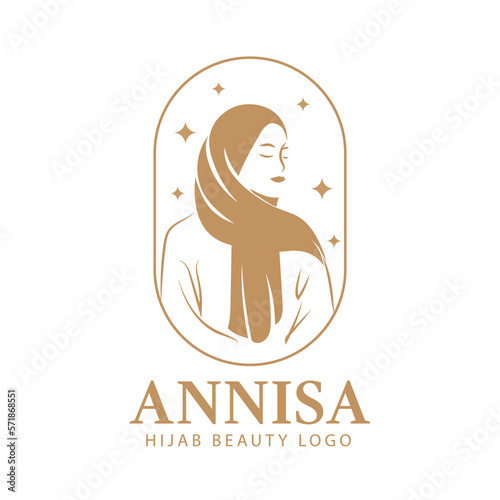 beauty woman wearing hijab logo design template