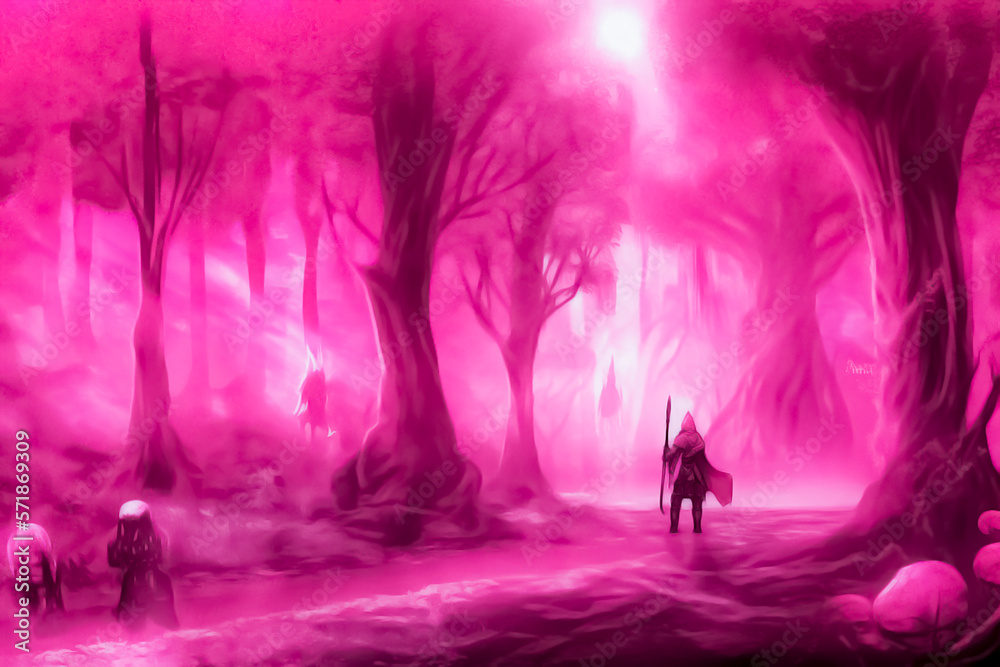 WALLPAPER the pink forest, GENERATIVE AI + Modification