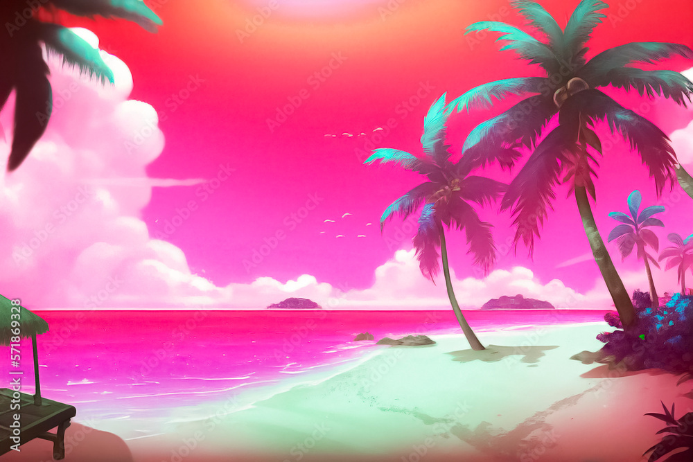 WALLPAPER Tropical beach in a different way..., GENERATIVE AI + Modification