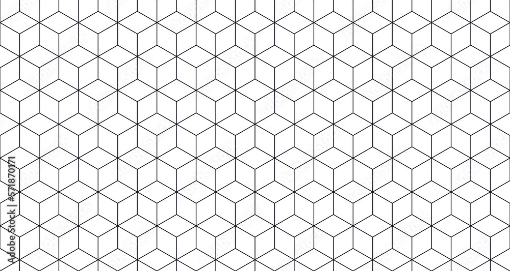 seamless cube pattern, hexagon texture isolated on transparent
