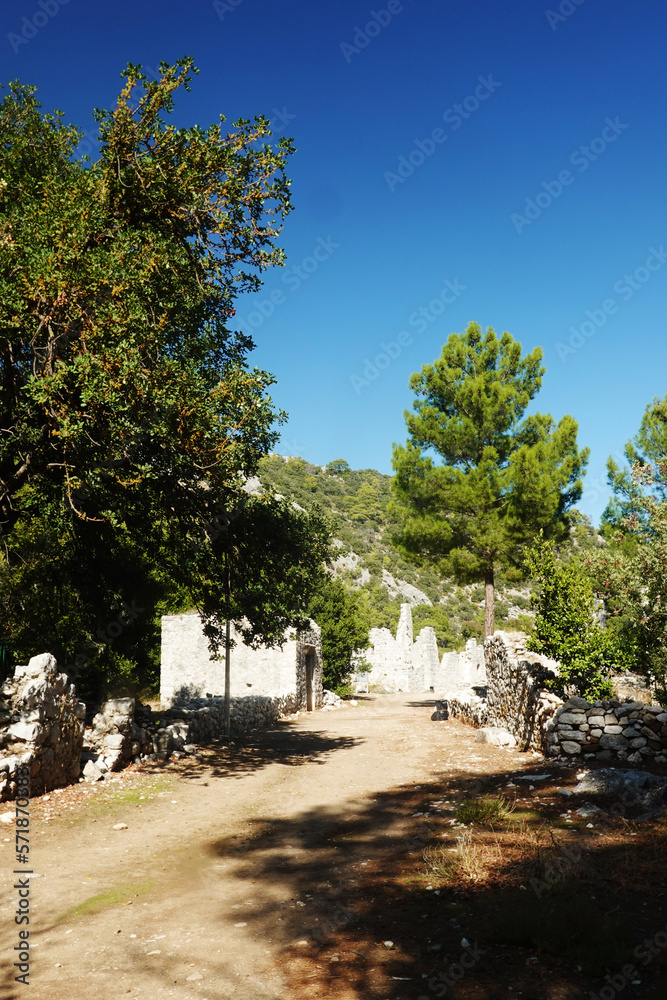 Ancient ruins Olympos city in CIrali, Antalya provence, Turkey	