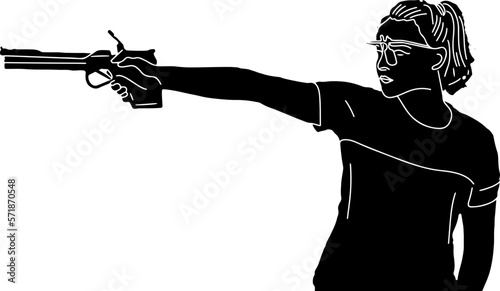 The Art of Competitive Sports Stunning Silhouette of Woman Shooting a Player,  Woman Shooting a Player in Action line art vector illustration