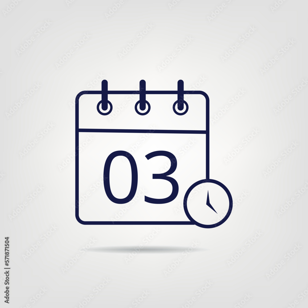 Calendar vector flat icon in linear style, specific day calendar day 03. Calendar vector flat icon in linear style, specific day calendar day 03.