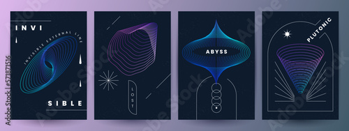 Trendy minimalistic linear posters. Abstract wired design