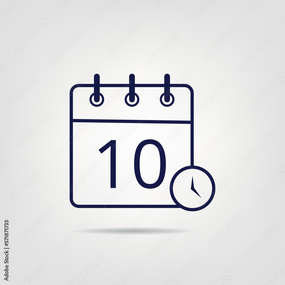 Calendar vector flat icon in linear style, specific day calendar day 10. Calendar vector flat icon in linear style, specific day calendar day 10.