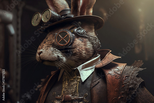 Rabbit in steampunk style - Generative AI