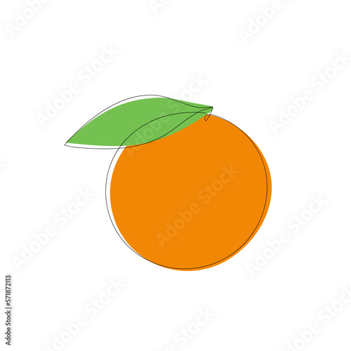 Orange fruit drawn in one line on white