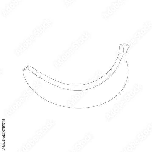 Banana drawn in one line isolated on white