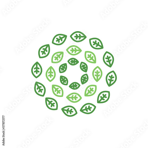 Green Leaves Circle Sign, Symbol, Logo isolated On White