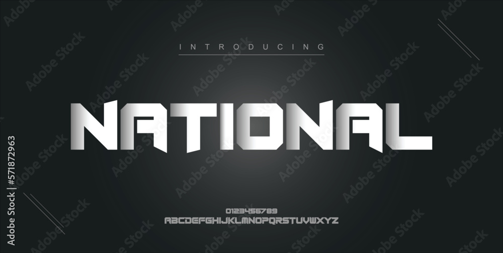 National digital modern alphabet new font. Creative abstract urban, futuristic, fashion, sport, minimal technology typography. Simple vector illustration with number