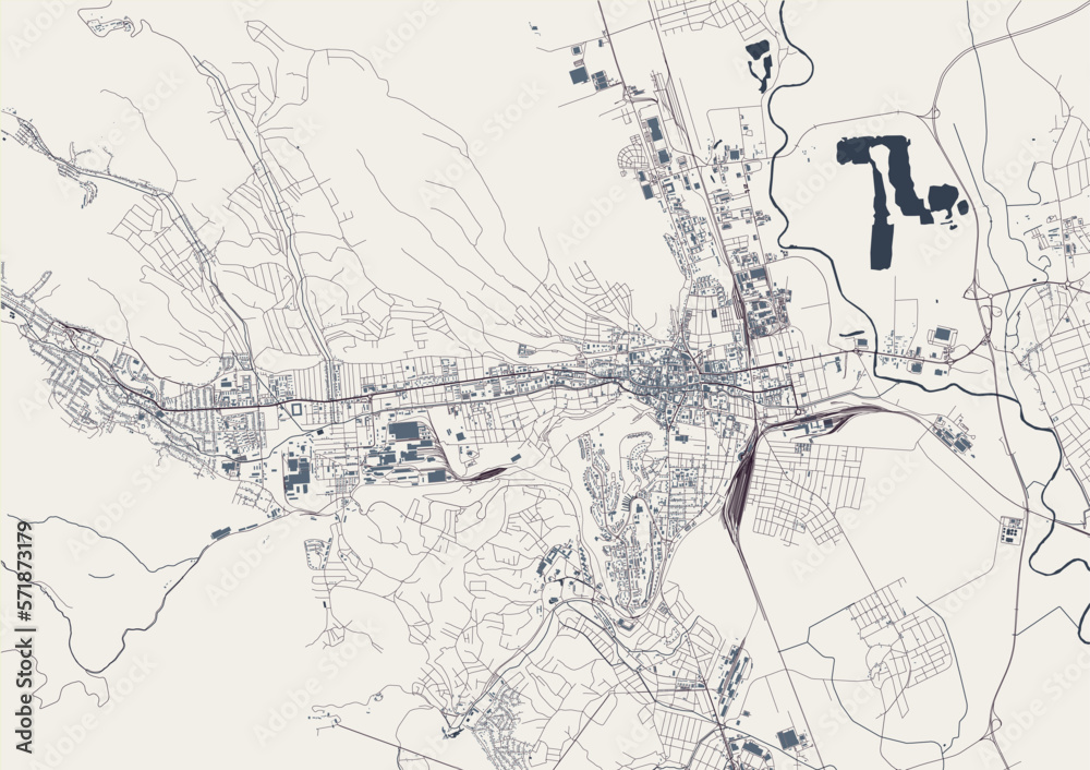 map of the city of Miskolc, Hungary
