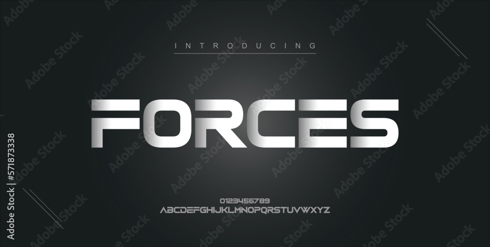Forces digital modern alphabet new font. Creative abstract urban, futuristic, fashion, sport, minimal technology typography. Simple vector illustration with number Forces digital modern alphabet new font. Creative abstract urban, futuristic, fashion, sport, minimal technology typography. Simple vector illustration with number