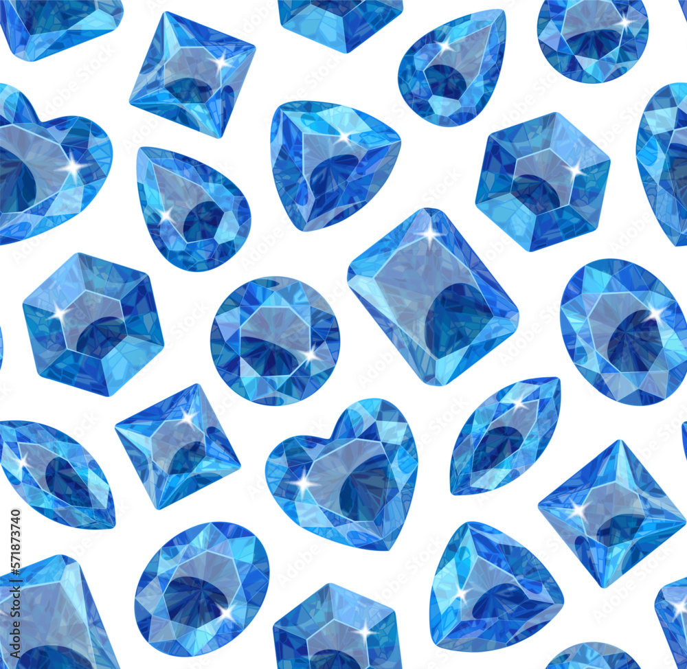 Pattern of blue crystals on a white background. Stones of various shapes. Jewelry. Pattern of blue crystals on a white background. Stones of various shapes. Jewelry.