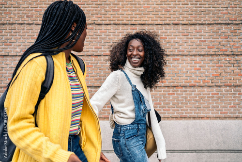 Happy Black Friends Walking