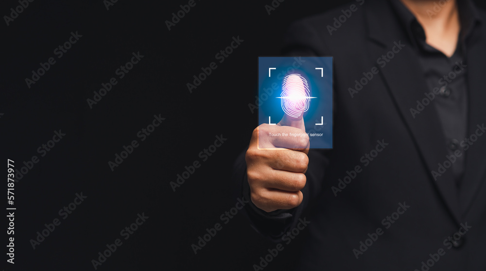 Fingerprint scan provides security access with biometrics identification Fingerprint scan provides security access with biometrics identification