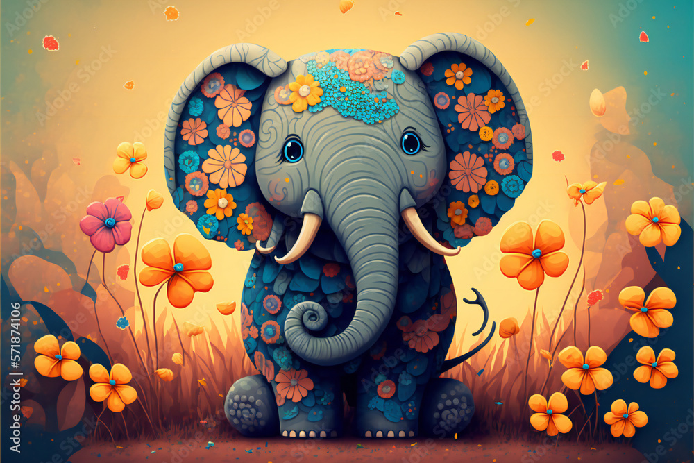 Obraz premium Baby Elephant Animal Illustration