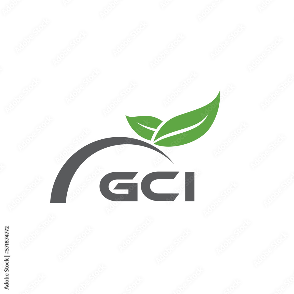 Fototapeta premium GCI letter nature logo design on white background. GCI creative initials letter leaf logo concept. GCI letter design.