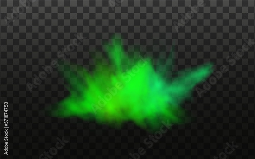 Green stink bad smell, smoke or poison gases,chemical toxic vapour.Vector realistic set of stench breath or sweat odor isolated on transparent checkered background.