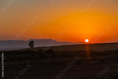 Sunset in farmland of Navarre